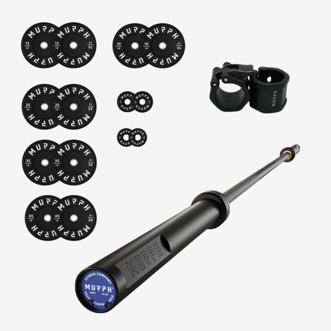 Training bumper plates kit 4.0 Murph 275lbs / All-black zinc barbell